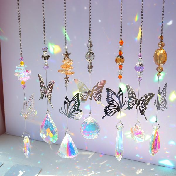 Cristal Windchimes Sunlight Catching Hanging Pendentif Light Catcher Bijoux Carillons éoliens pour la maison Jardin Fenêtre Mariage Voiture Lustre Décoration Cadeau