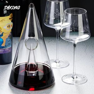 Crystal Wine Decanter Handmade Red Brandy Champagne Lunets Pyramid Pyramid Poud Puche Aerator For Family Bar 240415
