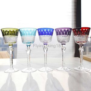 Copas de vino de cristal Copa de flauta de champán multicolor Copa de cristal tallada a mano Edo Kiriko Regalo de boda con caja 1PC HKD230809