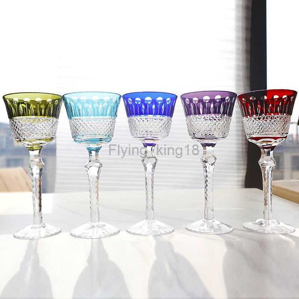 Cristal Verres À Vin Multicolore Champagne Flûte En Verre Coupe À La Main Sculpté À La Main Edo Kiriko Cadeau De Mariage Avec Boîte 1 PC HKD230809