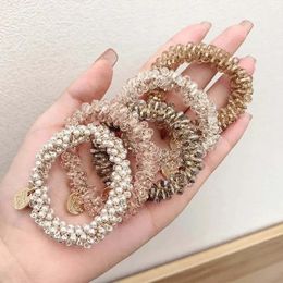 Crystal Women Hair Ties Pearl Elastic Hairband Girls Scrunchies Rubber Band Rope Female Accessoires de coiffure Ornement de cadour