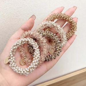 Crystal Women Hair Ties Pearl Elastic Hairband Girls Scrunchies Rubber Band Rope Female Accessoires de coiffure Ornement de cadour