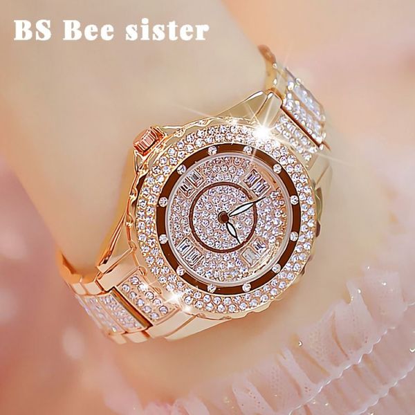 Cristal femmes montres marque de créateur de luxe diamant or rose Femme Montre élégant dames élégantes Montre-bracelet Montre Femme 2019289f