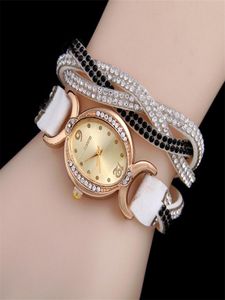 Crystal Women Wraps Watches Korea Velvet Band Lady Lady en cuir montres diamant ovale Bracelets charmants montres mélange les couleurs 9715009