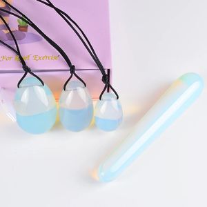 Oeufs de Yoni en cristal, ensemble d'œufs de Massage en pierre naturelle opale, boule de guérison minérale percée, exercice de Kegel, muscles du plancher pelvien, soins de santé vaginaux, cadeau