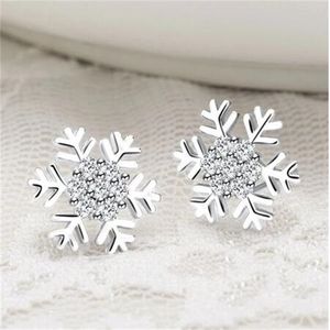 Crystal Zirkon Snowflake Stud -oorbellen voor vrouwen glanzende strass charme oorbel meisjes kerstnieuwjaar verjaardag sieraden geschenken gc1689