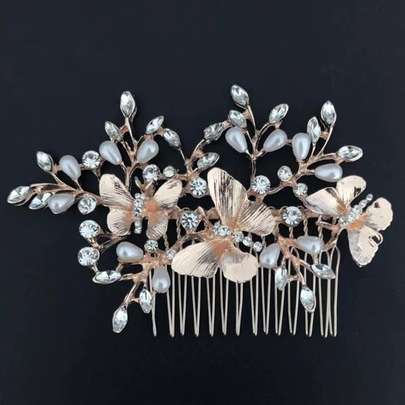 Crystals Beading Bridal Hair Combs Crown Tiara Wedding Hair Accessories Women Handmade Headband Ornaments Female Prom Headdress Hairband Headwear ZJ06