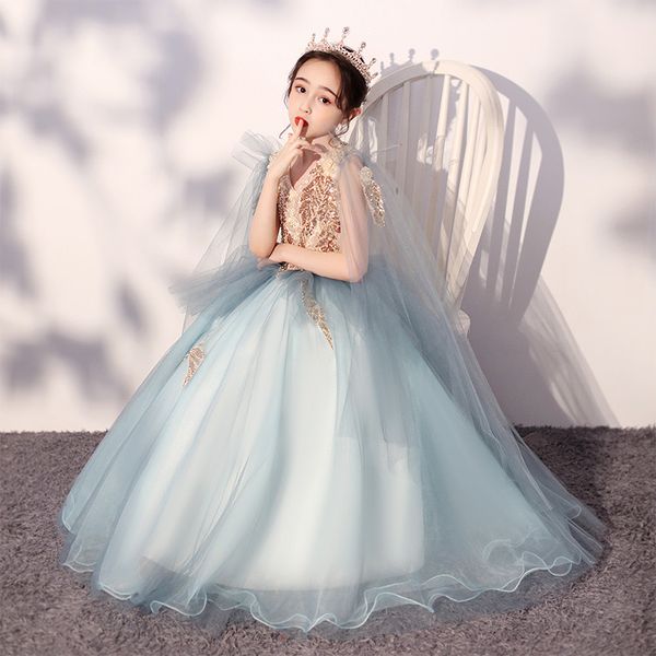 Cristaux robes brillantes pour tout-petit robe fleurie robe en perle appliques en tulle mariage show de mode première communion tous âges filles de fête d'anniversaire 403 403