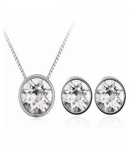 Crystals de Rovski Round Pendant Collier Boucles d'oreilles Set For Women 2018 Jewelry Set Mother's Gift4891760