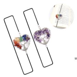 Kristallen grind hanger party voorstander van bladwijzer elastisch touw hartvormige levensboom bladwijzer geschenken jnb16506