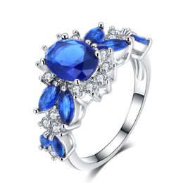 Anillos de cristales para mujeres y niñas, anillo llamativo, anillo de compromiso, anillo de boda, joyería femenina