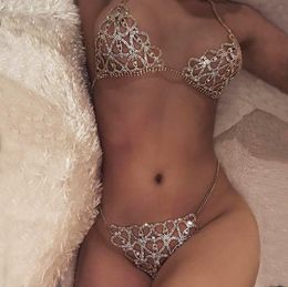 Crytal Bikini Body Belly Chain Harness for Women Sexy Lingerie Bling Rhinestone Bra en Thong Set Jewelry4998803