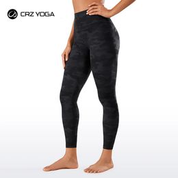 CRZ YOGA femmes sensation nue taille haute pantalons de Yoga serrés entraînement Fitness Leggings avec haute élasticité-25 pouces 240321