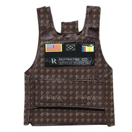 Vintage Letters Bloemen Beschermende Vest Heren Lederen Tactische Vesten Outdoor Motorfiets Tank Tops Hip Hop Straat Vesten CS Game Body Armor Zak Kan Houden Platen