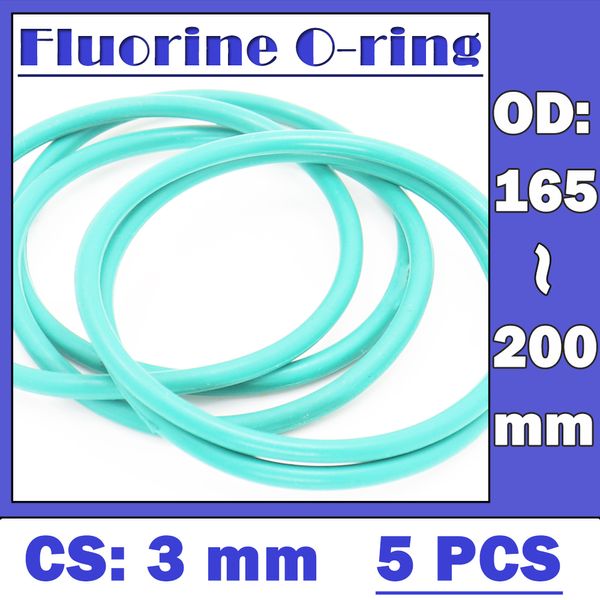 CS3MM FKM Caoutchouc O Anneau OD 165/170/175/180/185/190/195/200 * 3 mm 5pcs Joint de joint fluor