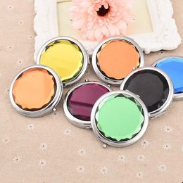 CSHou330 Mini Round Makeup Mirror Portable Dubbelside ijdelheid Cosmetisch opvouwbare zak Compact 240408