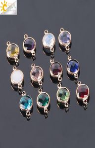 CSJA 10 pièces brillant rond verre cristal cheville Bracelet perles en vrac Double trou connecteur pour femme colliers boucles d'oreilles fabrication de bijoux 5841961