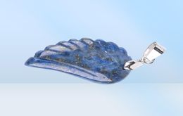 CSJA Angel Wing Hanger Gesneden Veer Natuursteen Amethist Lapis Lazuli Vlinder Kristal Edelsteen Mannen Vrouwen Liefde Sieraden Handm7313463