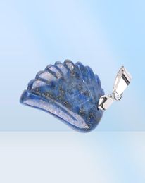 CSJA Angel Pendante Plume sculptée Feather Naturel Stone Amethyst Lapis Lazuli Butterfly Crystal Gemstone Men Femmes Love Jewelry Handm8782031