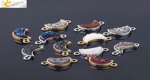CSJA Half Moon Stone Connecteur pour bracelet Collier Collier Chaulet Faire DIY Crystal naturel Druzy Druse Geode Jewelry Accessorie7129062