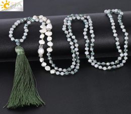 CSJA Collier de perles de perle irrégulière Perles de cristal en verre Colliers de chaîne de corde
