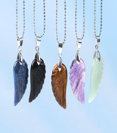 CSJA New Summer Beach Jewelry Angel Wing Pends Natural Gemstone Collar de mariposa Obislúpes Lazuli Unisex Collier Corea ST6192790