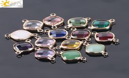 CSJA – perles de cristal en verre de Murano de petite taille, Double trou, connecteur de perles amples à facettes, boucle d'oreille, Bracelet, collier, bijoux artisanaux Fi2176461