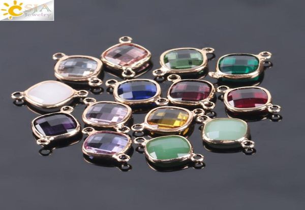 CSJA Tamaño pequeño Cuentas de cristal de cristal de Murano Doble agujero Facetado Conector de cuentas sueltas Pendiente Pulsera Collar Joyería artesanal Fi9124600