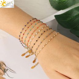 Bracelets de chaîne en acier inoxydable CSJA Bracelets pour femme Gold Color Link Miyuki Femme Bracelet 2020 bijoux Pulseira S5701654907