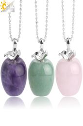 CSJA Suspension Apple Natural Stone Pendant Pendants Crystal Pendants Quartz Colliers Fashion Bijouts Fooms Femme Gift G046 A8581892