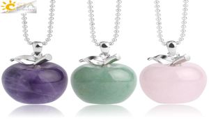 CSJA Suspension Apple Natural Stone Pendant Crystal Hangers Quartz Kralen Kettingen Modejuwelen voor vrouwelijke vrouwen Gift G046 A6514240