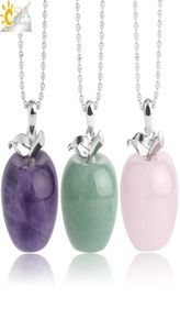 CSJA Schorsing Apple Natuursteen Hanger Kristallen Hangers Quartz Kraal Kettingen Mode-sieraden voor Vrouwelijke Vrouwen Gift G046 A1810339