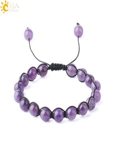 CSJA – bijoux en améthyste pour femmes, perles en pierre semi-précieuse naturelle, fil de 8mm, bracelets en perles de pierres précieuses, bracelet en cristal violet Resi8790499