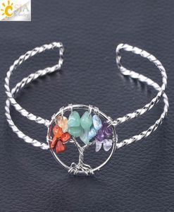 CSJA Femmes Bracelet Bracelet Gemles de pierre de pierre Silver Brangle Perles de pierre naturelle Bijoux Wielcherie arbre de vie fait à la main F5038207956