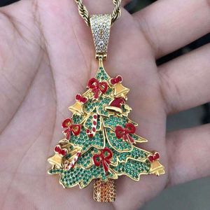 Csjy – bijoux Hip Hop personnalisés, pendentif d'arbre de noël plaqué Cz glacé, plaqué 18 carats