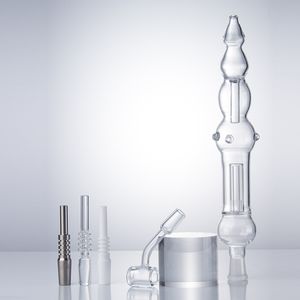 CSYC NC013 Dab Rig Glass Bong Calabash Style Pipas para fumar Aproximadamente 10,7 pulgadas Tubo Agua clara Perc Bubbler Pipe 14 mm Cuarzo Cerámica Clavo Clip Burbujas súper largas