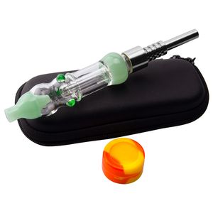 CSYC NC026 Bong de agua de vidrio Juego de bolsas para pipa para fumar 510 Cerámica Cuarzo Clavo Tarro de silicona Herramienta Dabber Estuche portátil Colorido A prueba de derrames Dab Rig Bongs Bubblers Pipes