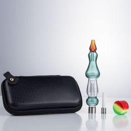 CSYC NC035 Dab Rig Pipes à fumer Sac Set Coloré Calabash Style Bubbler Environ 6,89 pouces Tube Verre Bong 510 Quartz Céramique Nail Dabber Outil Zipper Case