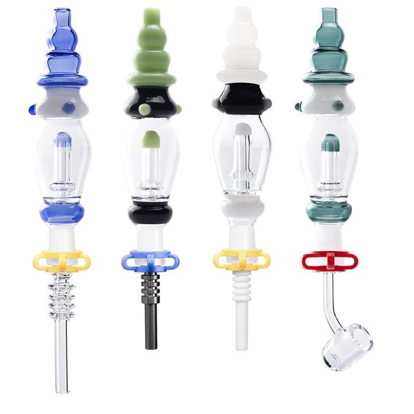 CSYC NC039 Verre Bong Dab Rig Fumer Pipes 10mm 14mm Quartz Céramique Clou Big Tower Style OD 38mm Environ 6,5 Pouces Tube Water Perc Bubbler Pipe