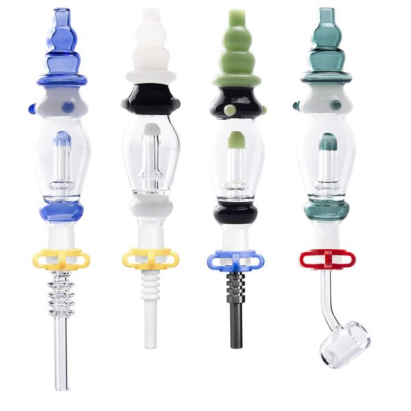 CSYC NC039 Bong de vidrio Pipas para fumar 10 mm 14 mm Clip de clavo de cuarzo de cerámica Estilo de calabaza colorido En línea Agua Perc Dab Rig Bubbler Pipe Dabs Bongs