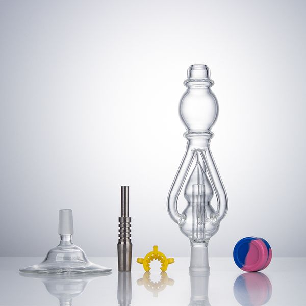 CSYC NC059 Dab Rig Bong en verre Bubbler Pipes 14mm Titane Quartz Clous en céramique Quartz Banger Nail Silicon Jar Dabber Outil Triple Recycle Water Perc Stand Pipe à fumer