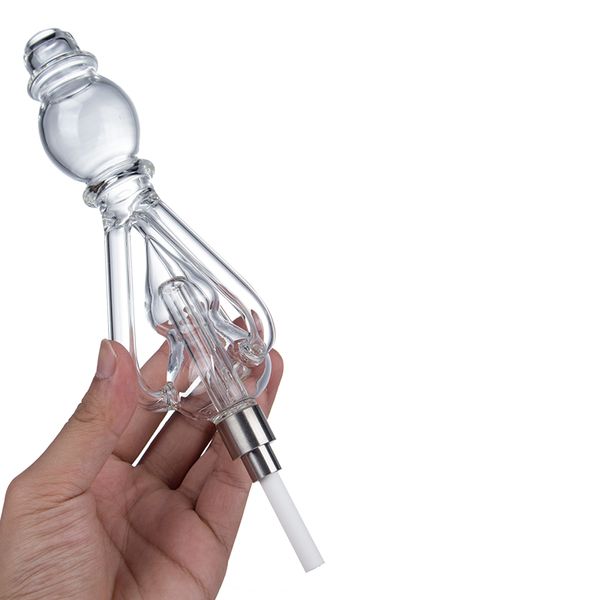 CSYC NC060 Verre Bong Triple Recyclage Eau Perc Pipes À Fumer Environ 7,26 Pouces 510 Titane Quartz Céramique Nail Dab Rig Bubbler Pipe