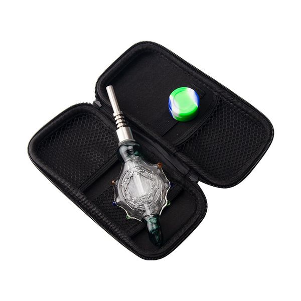 CSYC NC082 Bong de vidrio Pipas para fumar Juego de bolsas 510 Cuarzo Cerámica Clavo Estilo tortuga Cámara grande Tubo de vidrio Cera Herramienta Dabber Tarro de silicio Colgante Dab Rig Bubbler Bongs