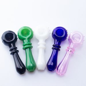 CSYC Y107 Dab Rig Pipe à fumer environ 12 cm de longueur Double anneau lourd coloré cuillère à tabac tuyaux en verre