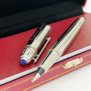 CT Classic Metal Signature Pen Zilver met blauwe boor Balpennen Comfortabel schrijfpapier 240109