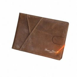 billeteras de titular de tarjetas de cuero genuinas de CTACT billeteras clásicas delgadas personalizadas para hombres cortos de lujo rfid plegable mey purse k0g9#