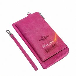 CTACT's Women LG Embrague Billetera Fi de cuero genuino Fi Billeteras Damas Diseño de lujo Monedero Phe Pocket Pocket Large Capacidad F0N0#