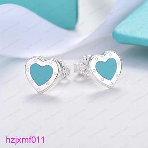 Ctl0 Stud coeur bleu plaqué or 18 carats marque de luxe Designer lettre boucles d'oreilles femme Simple creux bijoux de mariage avec boîte
