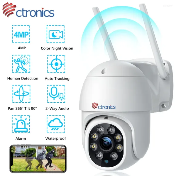 Ctronics-cámara WiFi de 5MP para exteriores PTZ 360, seguridad IP, detección humana, seguimiento automático, CCTV, visión nocturna de 4MP, 1080P, conversación bidireccional