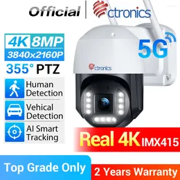 Ctronics réel 4K caméra IP 8MP 3840x2160P UHD couleur Vision nocturne CCTV PTZ 360 5Ghz WiFi détection de véhicule humain extérieur